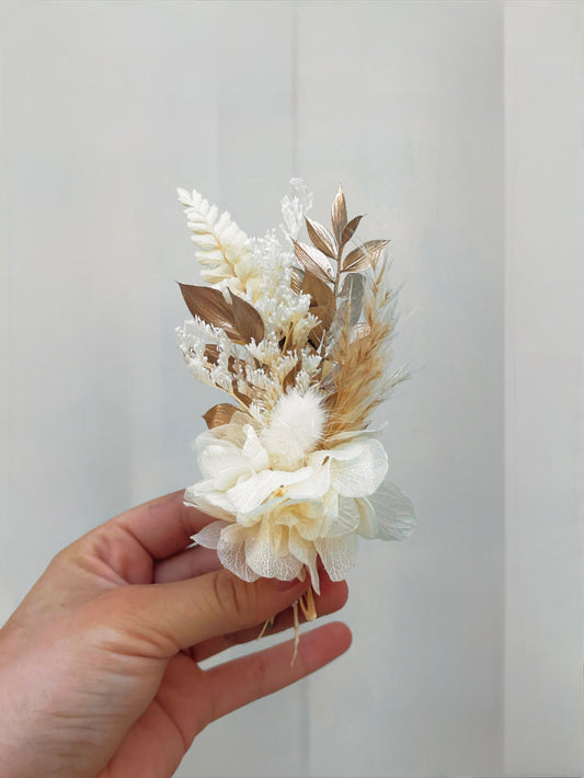 Gold Dried Flower Corsage & Buttonhole