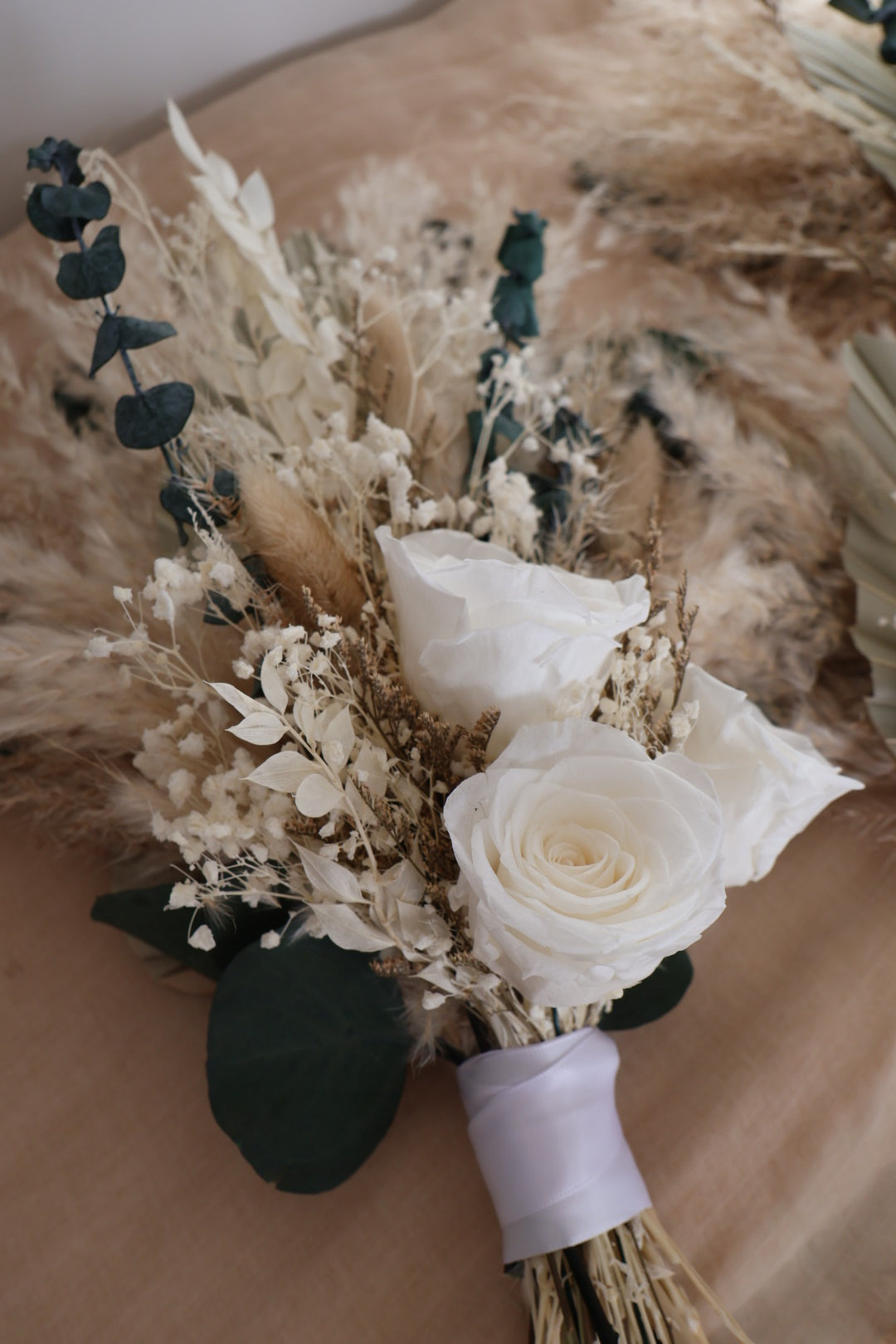 Bridal Bouquet | Pampas Neutrals and Eucalyptus
