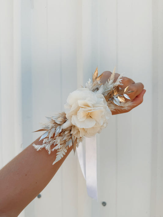 Gold Dried Flower Corsage & Buttonhole
